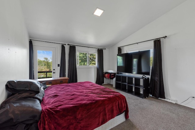 2373 State Road 33, Saukville, WI 53080 - bedroom with vaulted ceiling, carpet floors, and access to outside