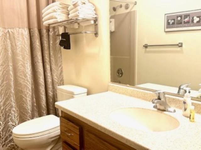 7741 State Highway 42 Unit 105, Egg Harbor, WI 54209 - full bath featuring vanity, toilet, and curtained shower