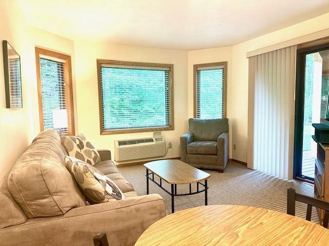 7741 State Highway 42 Unit 105, Egg Harbor, WI 54209 - carpeted living area with an AC wall unit