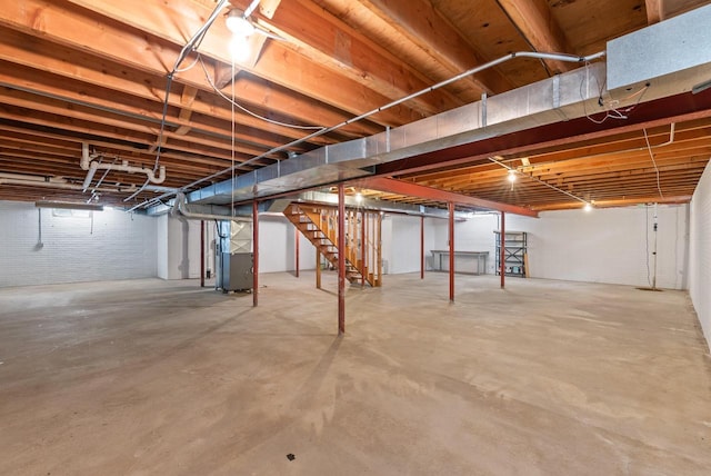10109 N Gettysburg Ct, Mequon, WI 53092 - unfinished basement with heating unit and stairs
