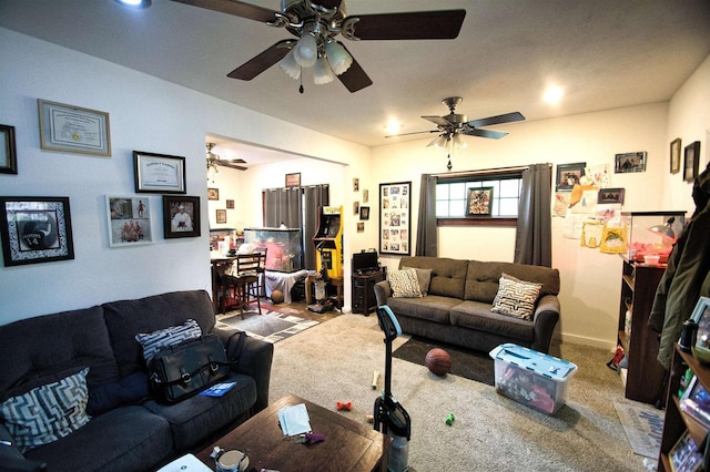 124 Allard Ave, Green Bay, WI 54303 - living room featuring carpet floors and ceiling fan