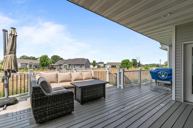 W5706 Mase Ct, Appleton, WI 54915 - wooden deck with an outdoor hangout area and a residential view