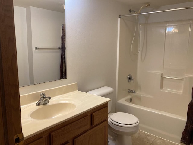 903 Rumley Run, Deforest, WI 53532 - bathroom with washtub / shower combination, toilet, vanity, and tile patterned floors