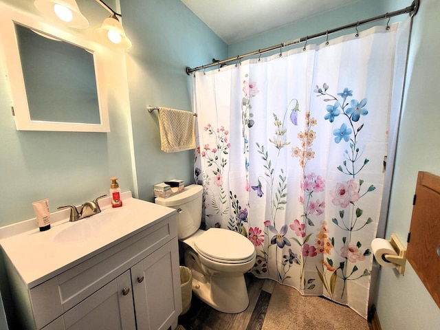 3843 S 95th St, Milwaukee, WI 53228 - full bath with toilet, vanity, and a shower with shower curtain