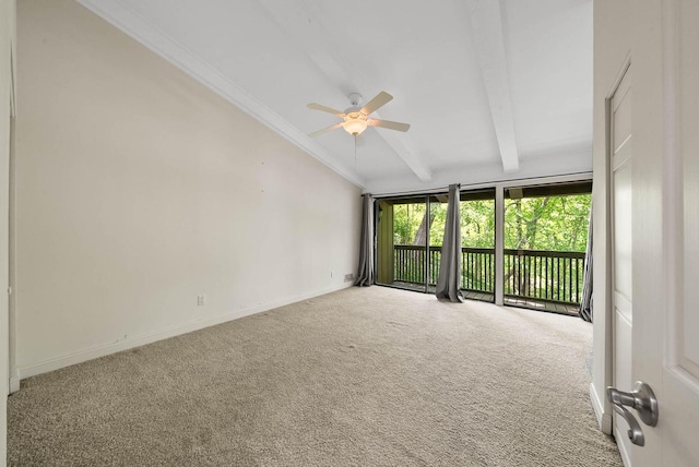 840 Woodland Ct Unit Ee-1, Fontana, WI 53125 - empty room featuring carpet flooring, ceiling fan, crown molding, and baseboards