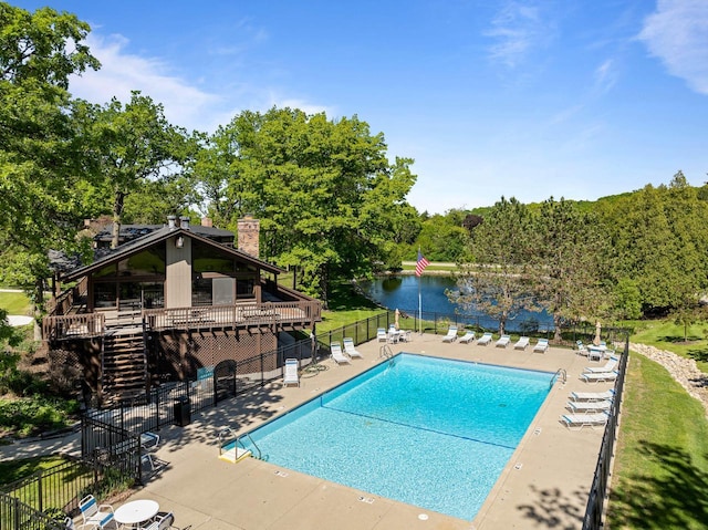 840 Woodland Ct Unit Ee-1, Fontana, WI 53125 - community pool with stairs, a patio area, and a deck with water view