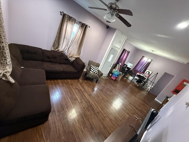 2143 Clark St, Mount Pleasant, WI 53403 - living room featuring wood finished floors and a ceiling fan