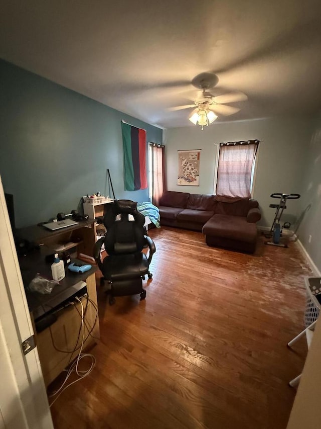 2143 Clark St, Mount Pleasant, WI 53403 - living area with a ceiling fan and wood finished floors