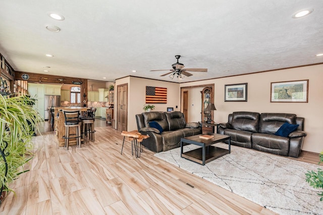 5420 W Peninsula Dr, Waterford, WI 53185 - living area featuring recessed lighting and ceiling fan