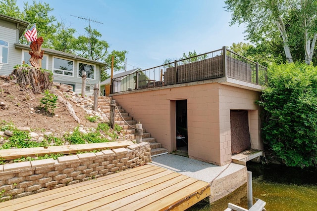 5420 W Peninsula Dr, Waterford, WI 53185 - wooden deck with stairs