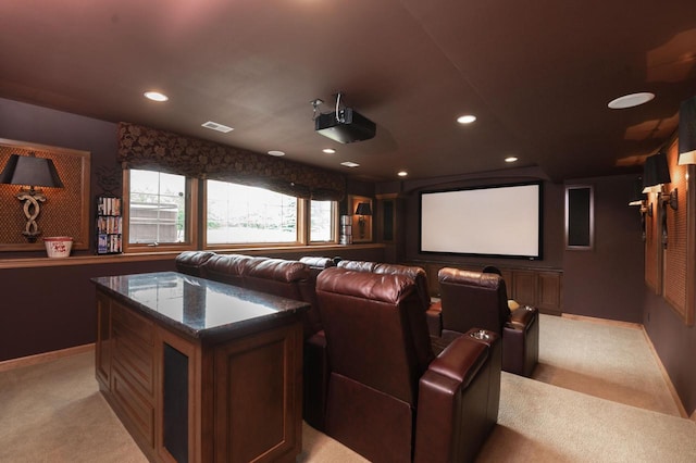1252 Mary Hill Cir, Hartland, WI 53029 - home theater room featuring light colored carpet, recessed lighting, and baseboards