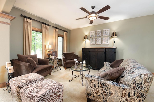 1252 Mary Hill Cir, Hartland, WI 53029 - living area featuring light carpet and ceiling fan