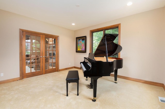 1252 Mary Hill Cir, Hartland, WI 53029 - sitting room featuring french doors, carpet flooring, baseboards, and recessed lighting