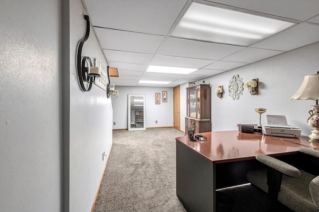 6705 Brian Dr, Waterford, WI 53185 - office featuring carpet flooring, a drop ceiling, and baseboards