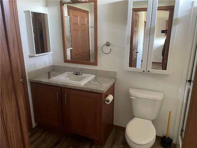 163 230th St, Osceola, WI 54020 - bathroom featuring vanity, wood finished floors, and toilet