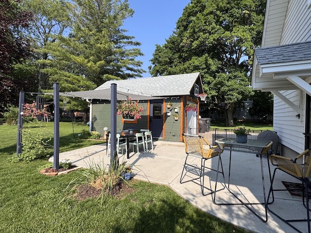 405 W Washington St, Waterford, WI 53185 - view of patio / terrace with an outbuilding