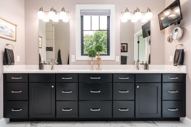 1102 Eldon Way, Edgerton, WI 53534 - bathroom with marble finish flooring and double vanity