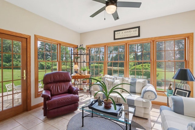 3944 Caribou Rd, Verona, WI 53593 - sunroom featuring tile patterned flooring and baseboards