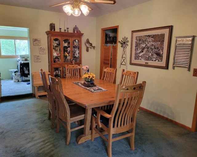 3213 W County M Rd, Edgerton, WI 53534 - carpeted dining area with a ceiling fan