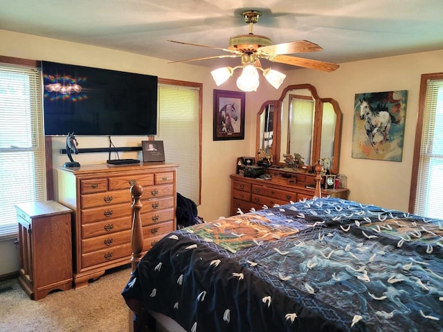 3213 W County M Rd, Edgerton, WI 53534 - bedroom featuring carpet flooring, multiple windows, and ceiling fan
