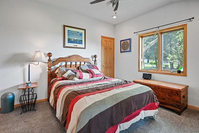7129 S County Road Jj, Bancroft, WI 54921 - bedroom with carpet floors, baseboards, and ceiling fan