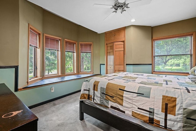 7129 S County Road Jj, Bancroft, WI 54921 - bedroom featuring light carpet, baseboards, and lofted ceiling