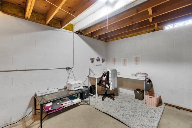 3433 Illinois St, Mount Pleasant, WI 53405 - unfinished basement featuring concrete block wall and an office area