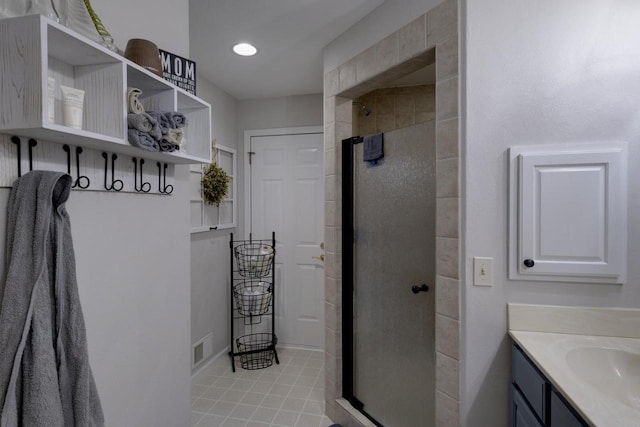 396 Panther Ct, Whitewater, WI 53190 - full bathroom featuring a shower stall, vanity, and recessed lighting