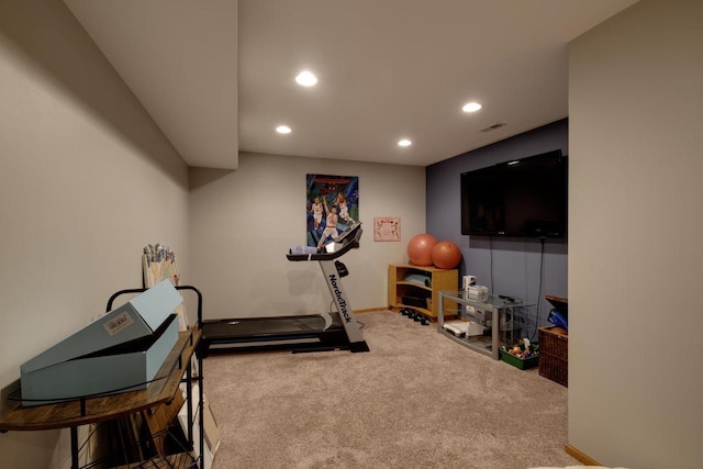 396 Panther Ct, Whitewater, WI 53190 - exercise area with carpet floors, recessed lighting, and baseboards