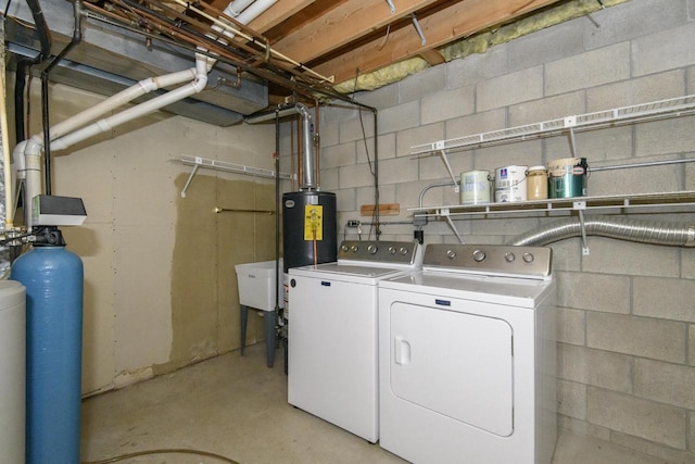 1915 Bonnie Ln, Waukesha, WI 53188 - washroom with washing machine and clothes dryer and concrete block wall
