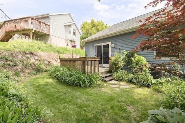 1915 Bonnie Ln, Waukesha, WI 53188 - view of grassy yard with a deck