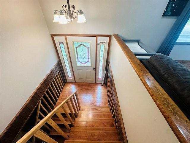 W14440 Culver Ave, Weyerhaeuser, WI 54895 - foyer entrance featuring a chandelier and hardwood / wood-style floors