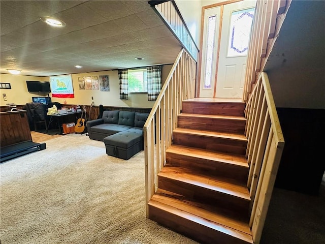 W14440 Culver Ave, Weyerhaeuser, WI 54895 - stairs featuring carpet floors
