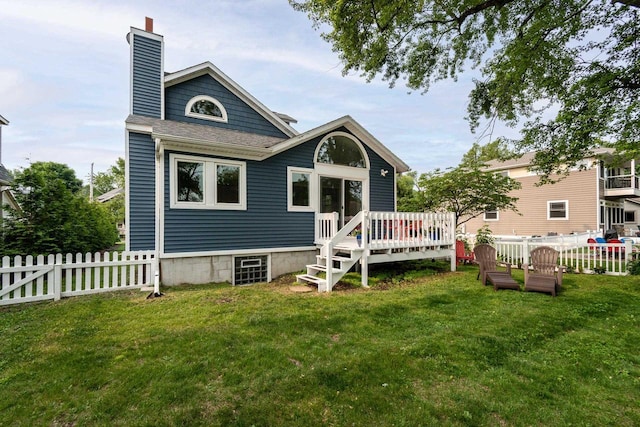 5230 Harbor Ct, Madison, WI 53705 - back of house with a chimney and a wooden deck