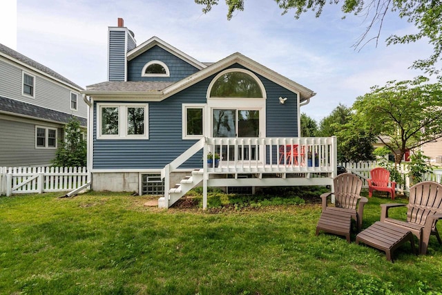 5230 Harbor Ct, Madison, WI 53705 - rear view of house with a chimney and a deck