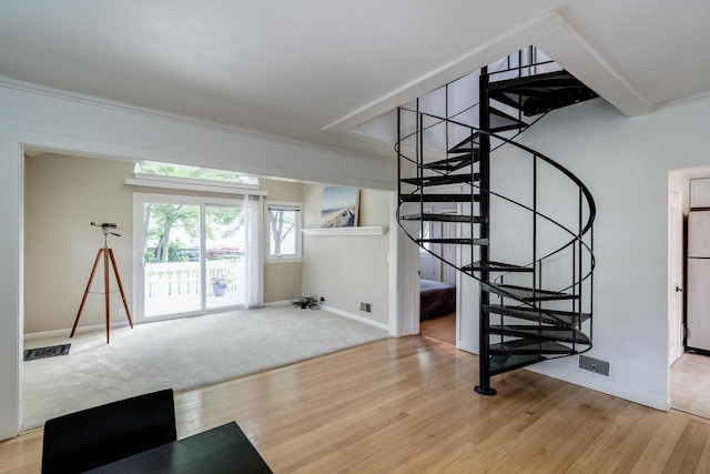 5230 Harbor Ct, Madison, WI 53705 - staircase featuring wood finished floors and crown molding