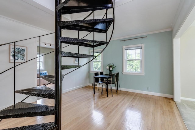 5230 Harbor Ct, Madison, WI 53705 - stairway with ornamental molding and wood finished floors