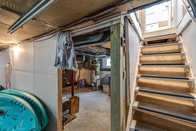 5230 Harbor Ct, Madison, WI 53705 - below grade area with gas water heater and stairway