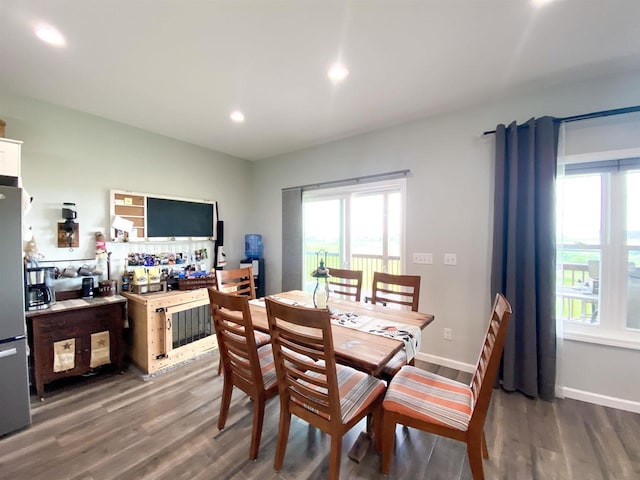 110 Grand St, Highland, WI 53543 - dining space with wood finished floors, recessed lighting, and baseboards