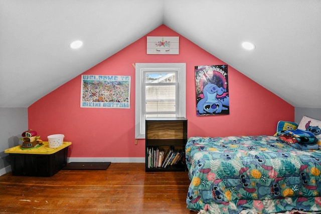 324 N Lincoln Ave, Beaver Dam, WI 53916 - bedroom featuring vaulted ceiling, wood-type flooring, and recessed lighting