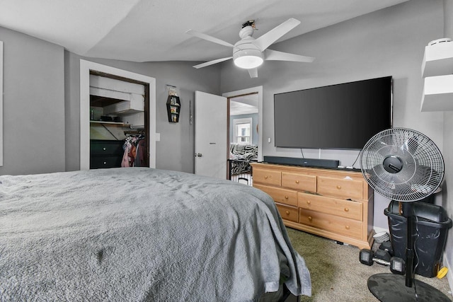 324 N Lincoln Ave, Beaver Dam, WI 53916 - bedroom with vaulted ceiling, carpet flooring, ceiling fan, and a closet
