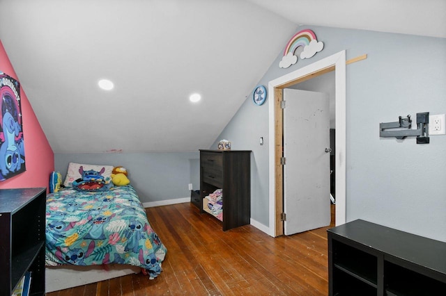 324 N Lincoln Ave, Beaver Dam, WI 53916 - bedroom featuring lofted ceiling, wood-type flooring, and recessed lighting