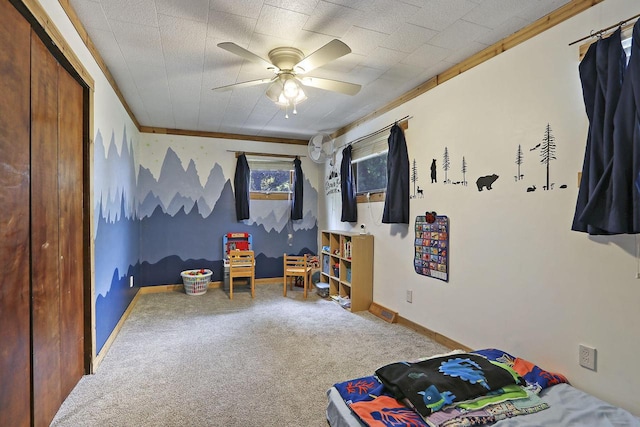 2518 Borg Rd, Delavan, WI 53115 - bedroom featuring carpet floors, baseboards, and ceiling fan