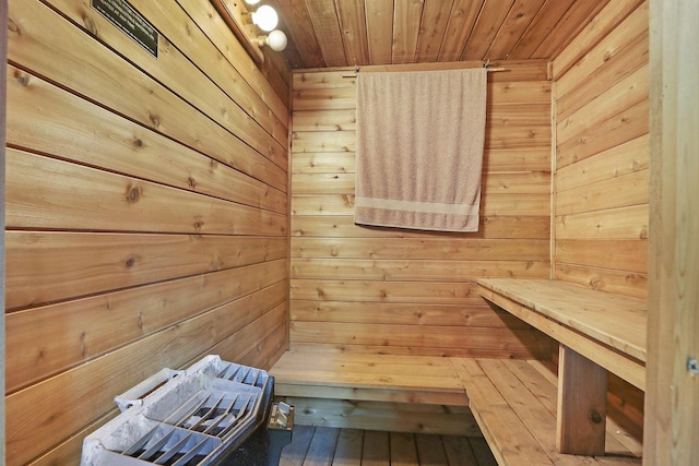 2518 Borg Rd, Delavan, WI 53115 - sauna with wooden walls and wooden ceiling