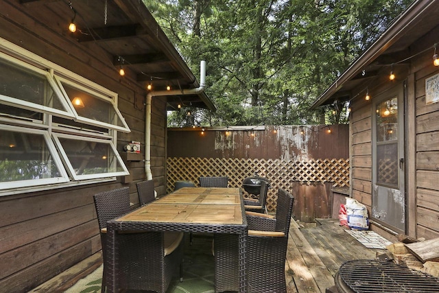 2518 Borg Rd, Delavan, WI 53115 - wooden terrace featuring outdoor dining area