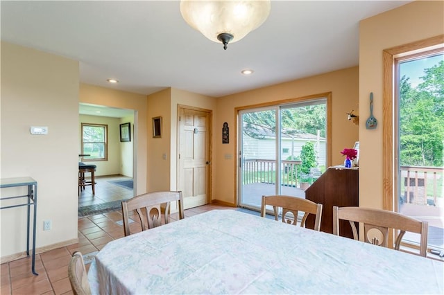 N8355 330th St, Spring Valley, WI 54767 - dining space with light tile patterned floors, baseboards, and recessed lighting