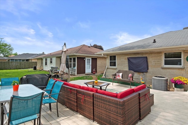 7101 W Tripoli Ave, Milwaukee, WI 53220 - wooden deck with outdoor dining area and outdoor lounge area