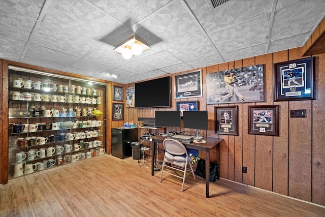 7101 W Tripoli Ave, Milwaukee, WI 53220 - office area with wood finished floors and wood walls