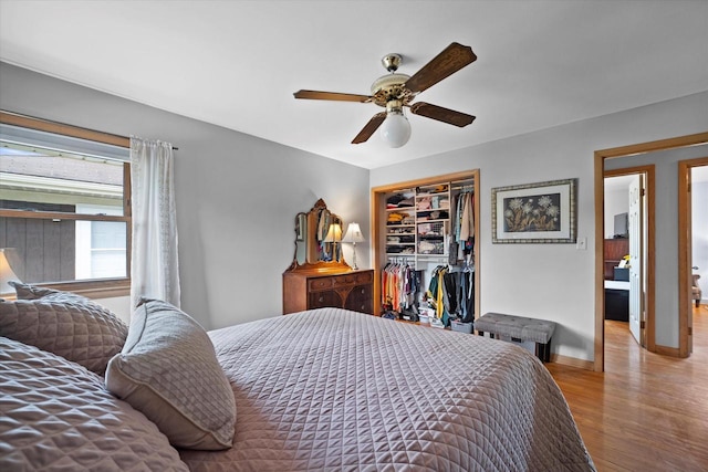 7101 W Tripoli Ave, Milwaukee, WI 53220 - bedroom with wood finished floors, a closet, and ceiling fan