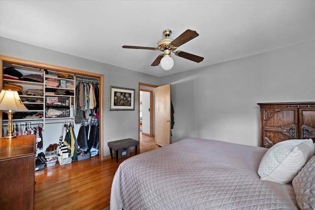 7101 W Tripoli Ave, Milwaukee, WI 53220 - bedroom featuring wood finished floors, a closet, and a ceiling fan